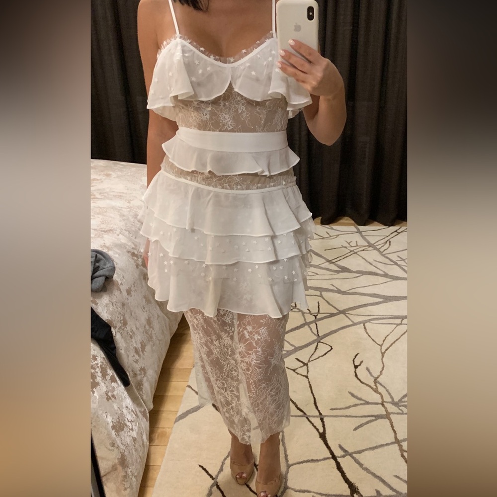 For love and Lemons White Lace Ruffle Dress size XS / S